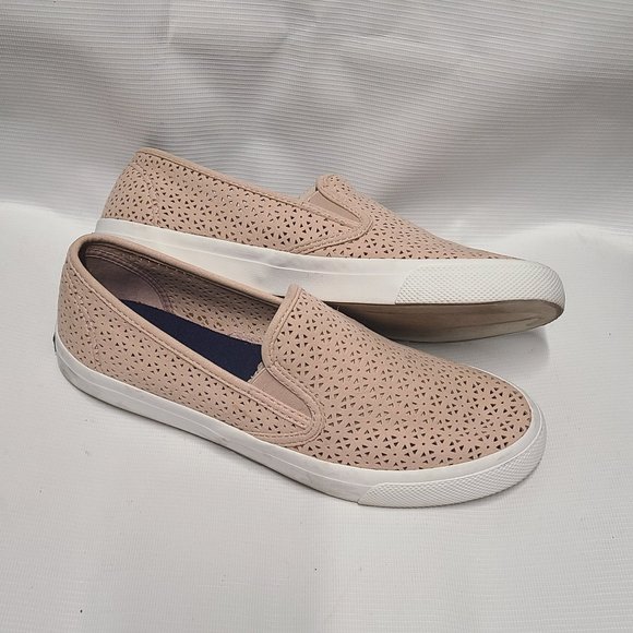 Sperry Seaside Perforated Slip On Sneakers Pink Casual  Sperry Seaside Perforated Slip-On Sneakers Pink 10 M